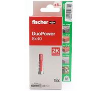 fischer - Duopower 8x40-18U, Tacos para pared multimaterial, sirven para Colgar Bicicletas, Cuadros, Armarios, Soportes de Televisión, Estanterías, Muebles.