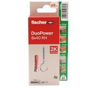 fischer - Duopower 8x40 Con Hembrilla Abierta- 2U, Tacos para pared multimaterial, sirven para Colgar Bicicletas, Cuadros, Armarios, Soportes de Televisión, Estanterías, Muebles.