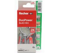 fischer - Duopower 8x40 Con Hembrilla Abierta- 2U, Tacos para pared multimaterial, sirven para Colgar Bicicletas, Cuadros, Armarios, Soportes de Televisión, Estanterías, Muebles.