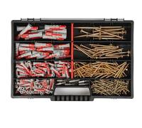 Fischer DuoPower Juego de tacos con tornillos Torx y puntas, XXL, 280 piezas, maletín surtido, tamaños 5 x 25, 6 x 30, 8 x 40, 10 x 50 mm