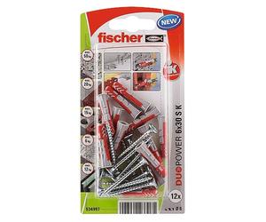 Fischer Duopower Surtido de tacos y tornillos (Diámetro taco: 6 mm, Longitud taco: 30 mm, 12 ud.)