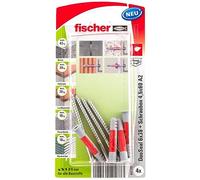 fischer DuoSeal - Juego de 4 tacos (6 x 38 S, PH TX A2), color gris claro y rojo