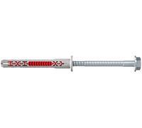Fischer DuoXpand 10 x 80 FUS, taco pared con tornillo de cabeza hexagonal y arandela moldeada (50 uds.), materiales de construcción porosos, anclajes en bordes, Rojo