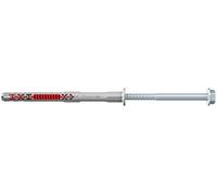 fischer DuoXpand 8 x 100 FUS, Taco Pared Universal con Tornillo de Cabeza Hexagonal y arandela Moldeada (50 uds.), Fuerte sujeción, Materiales de construcción porosos, Anclajes en Bordes Gris