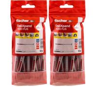 fischer DuoXpand 8 x 80 FUS, tacos universales de alta calidad con tornillo hexagonal y disco en U moldeado (10 unidades), tacos para un agarre fuerte, ideal para materiales de construcción porosos y