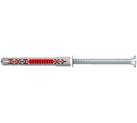 fischer DuoXpand 8 x 80 T, tacos universales de alto rendimiento con tornillos avellanados galvanizados (50 unidades), para materiales de construcción porosos y tacos para bordes