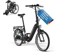 Fischer E-Bike - Bicicleta Plegable de 20 Pulgadas, Motor Trasero Bafang 25 NM, batería de 36 V en Marco, 7 velocidades de Shimano, Color Negro