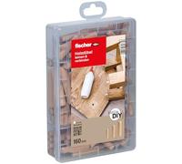 fischer easyDIY Box - Tacos de madera (160 piezas, 6-10 mm de diámetro, 30-50 mm de longitud, para bricolaje, perfecto para cajones, armarios y muebles