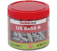 fischer 531026 Enchufe de Pared, Gris, Universaldübel UX 8x50 R (75), Set Piezas