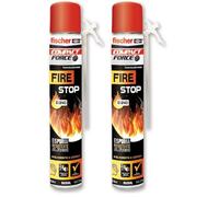 fischer - Espuma poliuretano antiincendios para rellenar, fijar y sellar juntas con cánula, Fire stop bote 750 ml (Paquete de 2)