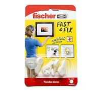 fischer - Fija Cuadros para Colgar Cuadros Sin Agujeros. Cuelga Cuadros Sin Clavos. Cuelga Llaves, Cuelga Cuadros, Ganchos Para Colgar Cuadros. Úsalo en Yeso, Madera o Pladures. Blanco (Blister 4 uds)