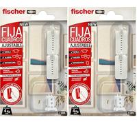fischer - Fija Cuadros Ajustable | Cuelga Cuadros sin Clavos ni Agujeros | Ajustable hasta 1,5 cm | Hasta 4 Kg con 2 Ganchos | Compatible con Placas de Yeso PLADUR® y Madera | 2 uds | Blanco