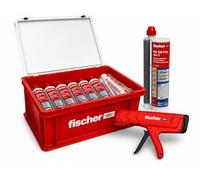 Fischer FIS EM Plus 390 S Juego de mortero de resina epoxi 12 x 390 ml de mortero de inyección con 24 mezcladores estáticos FIS MR Plus Pistola de expresión FIS DM S Pro y maletín artesanal para