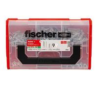 fischer FixTainer SX-Plus - Juego de tacos para tornillos y ganchos (212 piezas, para hormigón, materiales completos y perforados, práctica caja de herramientas con asa y sistema de clic), juego de