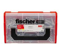 fischer FixTainer SX-Plus - Juego de tacos y caja de tornillos (210 piezas, para hormigón, materiales completos y perforados, práctica caja de herramientas con asa y sistema de clic, juego de tacos)