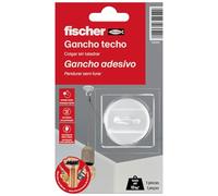 fischer - Gancho Techo - Ganchos Adhesivos para Pared Blanco- Cuelga Facil Sin Agujeros Lámparas, Cuadros, Guirnaldas, Macetas - Sujeta hasta 10 kg - Resistente al agua - Incluye Pegamento (1 Ud)