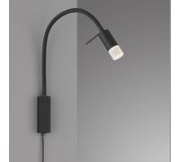 Fischer & Honsel Lámpara de pared flexible, lámpara de cama, Seng, color negro arena, ancho: 4,00 cm, altura: 40,00 cm, longitud total: 40,00 cm, interruptor de cable, 1 LED de 4,5 W, 2700, 550 lm