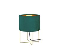 Fischer & Honsel Aura - Lámpara de mesa con pantalla de terciopelo turquesa (interior dorado, diámetro de 24 cm, pantalla de color petróleo)