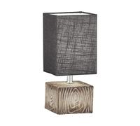 Fischer & Honsel Hauke 50642 - Lámpara de mesa (pantalla de 13 x 13 x 18 cm, cable de conexión negro, pantalla de tela gris, longitud: 13 cm, ancho: 13 cm, alto: 30,00 cm, con interruptor, 1 bombilla