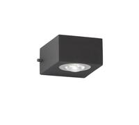Fischer & Honsel Helsinki - Lámpara de pared LED para exteriores (2 focos, protección IP54, metal y cristal acrílico satinado, 8,3 x 5,3 cm), color negro