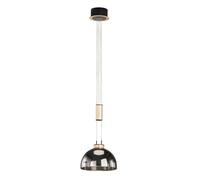 FISCHER & HONSEL Lámpara colgante Avignon 1 luz, cristal ahumado/negro/dorado