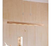 FISCHER & HONSEL Lámpara colgante LED Shine-Wood, madera de roble/níquel, 106 cm, CCT