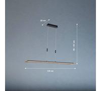FISCHER & HONSEL Lámpara colgante LED Shine-Wood, roble/negro, 125 cm, CCT