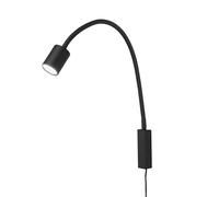 Fischer & Honsel Lámpara de cama Flex, foco Justi| negro arena | B: 6 cm, altura: 52 cm, A: 40 cm, con interruptor, 1 x GU10 - LED máx. 4 W 3000 K | 320 lm | EEG: G | 30498
