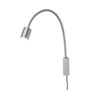Fischer & Honsel Lámpara de cama Flex Justi, color níquel mate, ancho: 6 cm, altura: 52 cm, A: 40 cm, con interruptor, 1 bombilla GU10, máx. 4 W, 3000 K, 320 lm, EEG: G | 30499