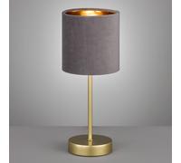 FISCHER & HONSEL Lámpara de mesa Aura, pie oro, pantalla gris/oro