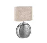 FISCHER & HONSEL Lámpara de mesa Chambery, arena/níquel, altura 53 cm Lino/metal