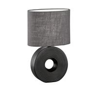 Fischer & Honsel Lámpara de mesa Eye | negro mate | pantalla de tela | antracita lino interior blanco | L 23,00 cm, B 13,00 cm, H 38,00 cm, con interruptor de cuerda | 1 x E14 máx. 40 W | 50479