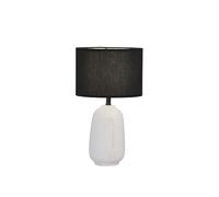 Fischer & Honsel Lámpara de mesa Face | blanco | pantalla Chintz negro | altura: 38,50 cm, diámetro: 22,00 cm, con interruptor de cable, 1 x E14 máx. 25 W sin bombilla | 50716