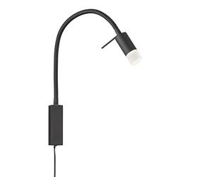 Fischer & Honsel Lámpara de pared flexible, lámpara de cama, Seng, color negro arena, ancho: 4,00 cm, altura: 40,00 cm, longitud total: 40,00 cm, interruptor de cable, 1 LED de 4,5 W, 2700, 550 lm