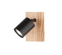 Fischer & Honsel Lámpara de pared, Holton, color arena y madera natural, ancho: 9 cm, altura: 13 cm, alcance de la pared: 12 cm, con interruptor, 1 bombilla GU10 - LED máx. 4,0 W, 3000 K, incluye 320