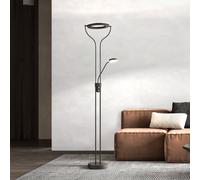 FISCHER & HONSEL Lámpara de pie LED Davos, negro, altura 180 cm, 2 luces, CCT