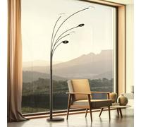 FISCHER & HONSEL Lámpara de pie LED Dent, negro, 225 cm, metal, CCT, 5 luces.