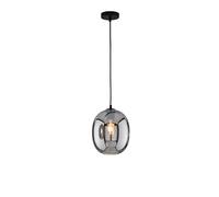 Fischer & Honsel Nayla Lámpara de techo, color negro arena, cristal ahumado, diámetro: 21,00 cm, techo exterior: 150,00 cm, 1 bombilla E27 máx. 40,0 W, tamaño 60917, tamaño