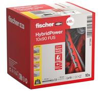 fischer HybridPower 10 x 90 FUS, tacos para máxima capacidad de carga y seguridad, fácil montaje sin herramientas de montaje, universal para materiales perforados y sólidos, mampostería, hormigón