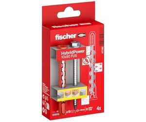 fischer HybridPower 10 x 90 FUS, tacos para máxima capacidad de carga y seguridad, fácil montaje sin herramientas de montaje, universal para materiales perforados y sólidos, mampostería, hormigón