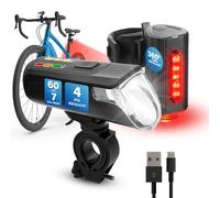 Fischer Juego de iluminación USB, luz de pie para Mayor Visibilidad y protección, luz Frontal de 60 Lux