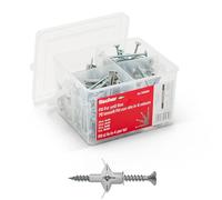 fischer 536688 Kit Fu Box Tacos con Tornillo para mampostería sólida, Yeso y Placas, Gris, Set de 70 Piezas