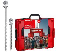 fischer L-Boxx PowerFast II, 1.800 tornillos PowerFast II para aglomerado en 11 dimensiones con rosca completa y parcial, para un procesamiento rápido y flexible, incluye juego ProfiBit
