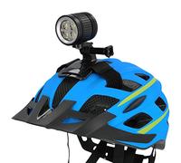 FISCHER Lámpara LED para casco de bicicleta, batería LED con 7 horas de duración, luz de acción todoterreno, 4 modos de iluminación continua, indicador de batería, soporte Go-Pro, 1600 lúmenes, color