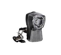 FISCHER Luz Frontal LED para Bicicleta, 45/20 Lux, con batería y función de Carga USB, Aspecto Dinamo, protección contra Salpicaduras IP44, homologado por StVZO