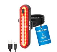 Fischer Luz LED con batería, luz Trasera, luz Trasera para Bicicleta, Recargable, protección IPX4, Color Negro