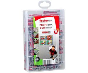 fischer - Maletín Tacos DUOPOWER 6x30 mm | Tacos Universales para Pared, Lámparas, Aire Acondicionado, Espejo y Cuadro | Nylon Bicolor Alta Resistencia | Montaje Rápido y Seguro | 100 uds