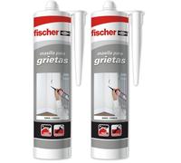 FISCHER, masilla acrílica gris para relleno de grietas, reparaciones en interiores, pintable, lavable con agua, gran adherencia multimaterial y de fácil aplicación,300 ml (Paquete de 2)