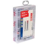 fischer Meister-Box DuoHM - Caja de herramientas con 52 tacos y tornillos, para fijar soportes de TV, lámparas, etc