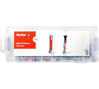 fischer Mini FixTainer DuoLine - Juego de 77 tacos universales DuoPower y tacos para placas de yeso DuoBlade en una práctica caja, juego universal para aplicaciones más comunes